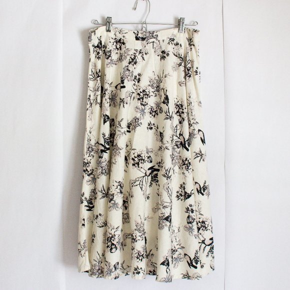 Who What Wear Dresses & Skirts - NWT Linen/Rayon Skirt 8 - Gorgeous Toile de Jouy Flowy Summer Floral Skirt White
